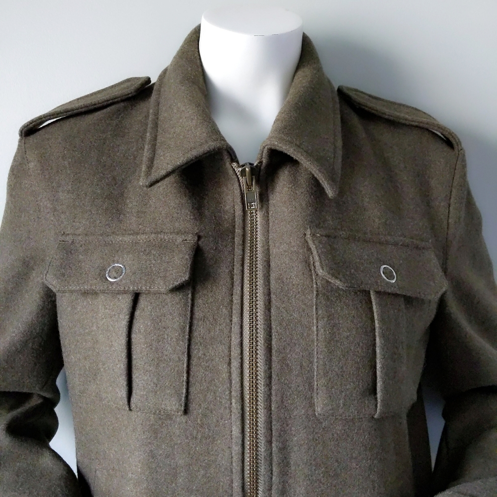 Rare Original AG Jeans Green Wool Military Bomber - Picture 2 of 8